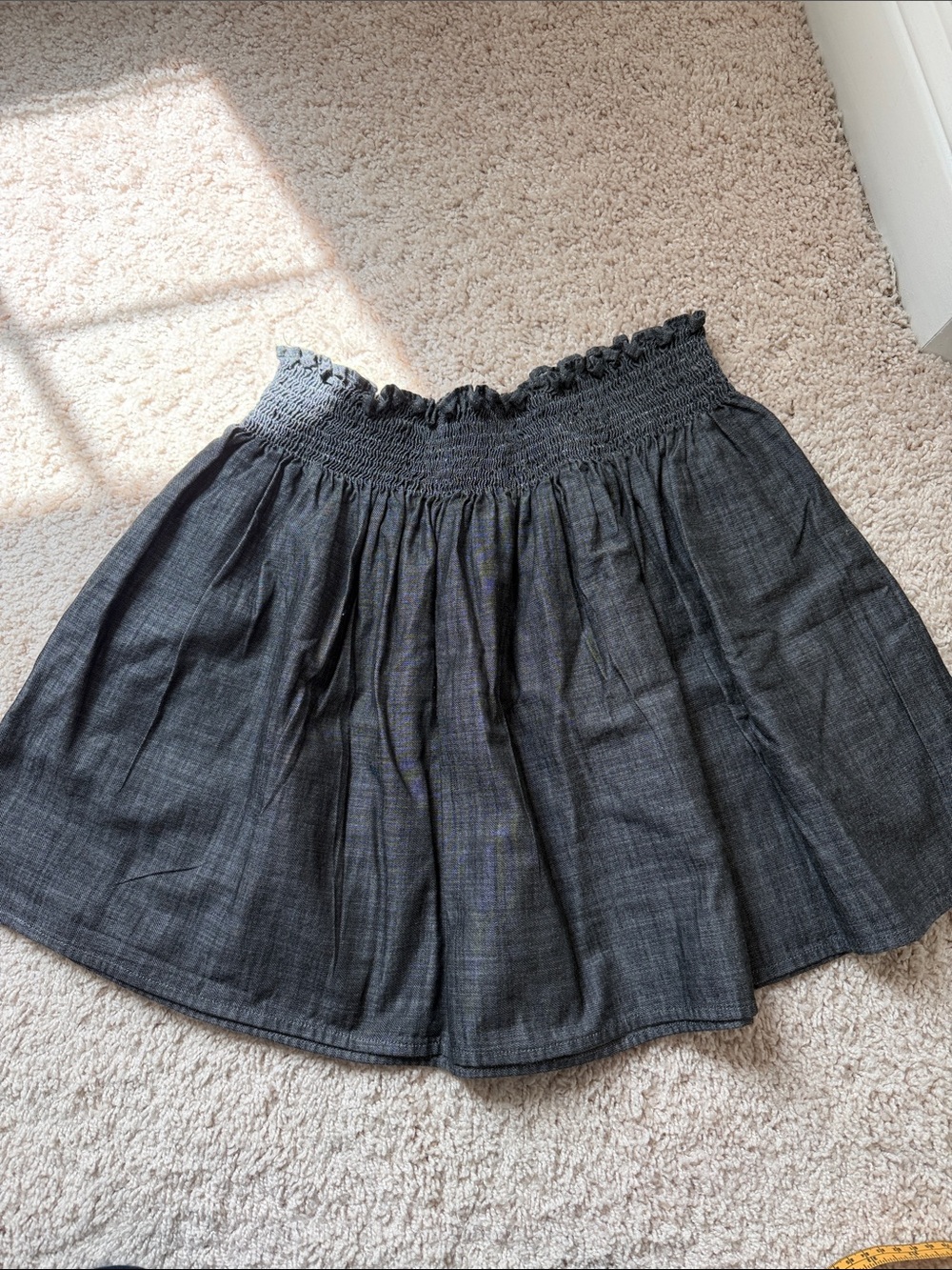 Smocked Waist Circle Skirt in Charcoal Gray